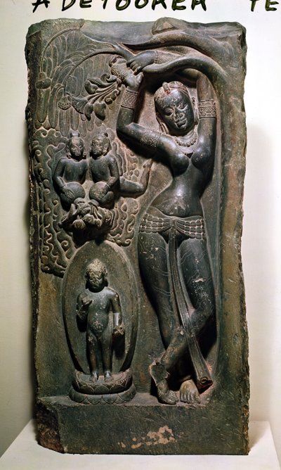 La regina Maya dà alla luce il futuro Buddha (calcare) da Nepalese School